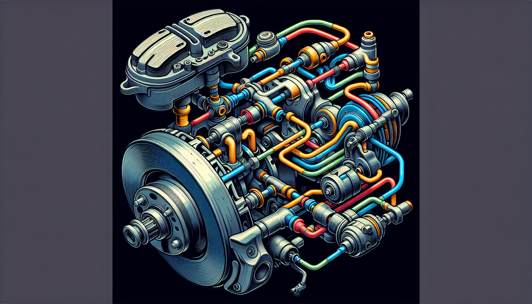 Illustration of key brake components