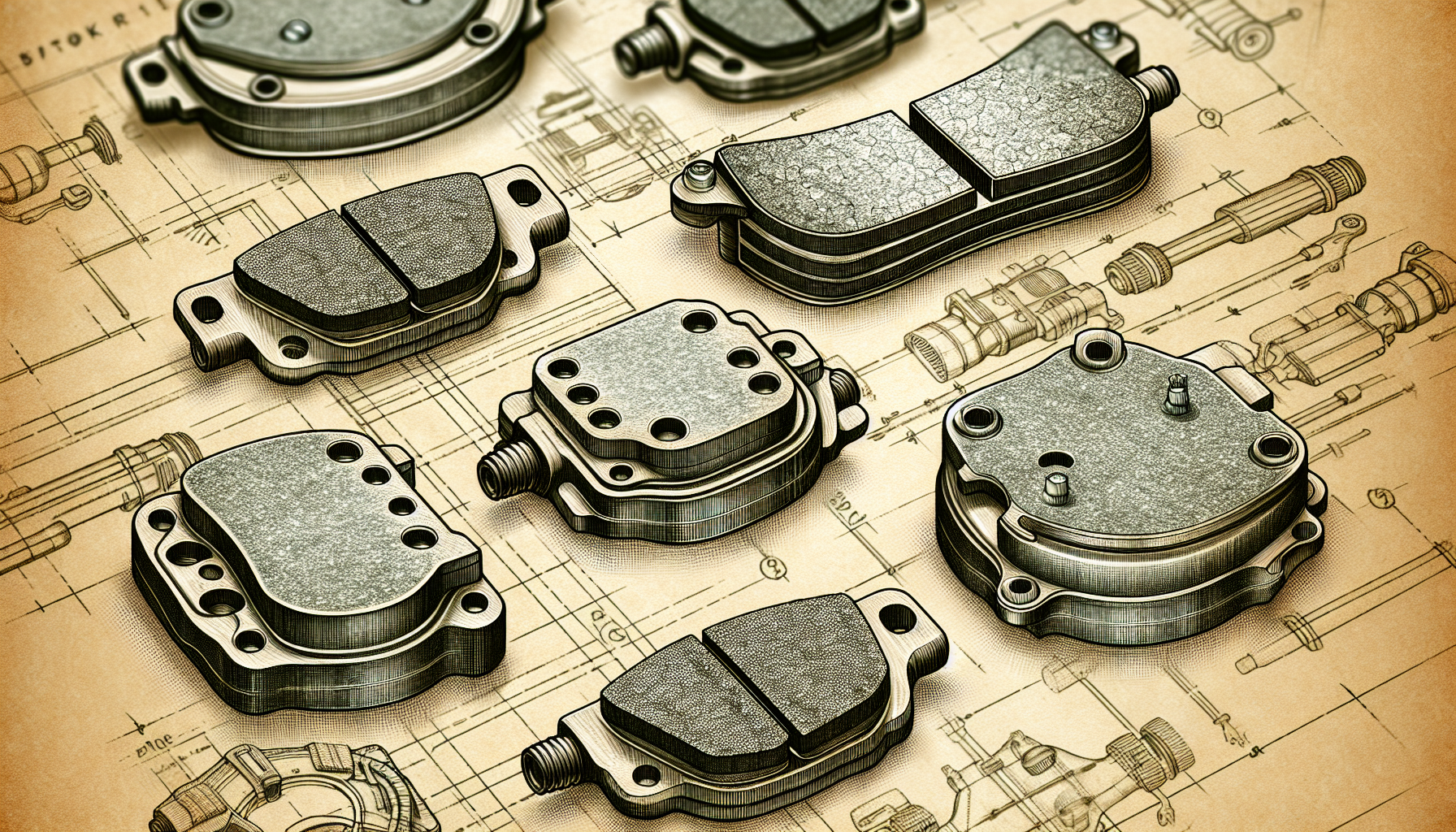 Illustration of different types of brake pads