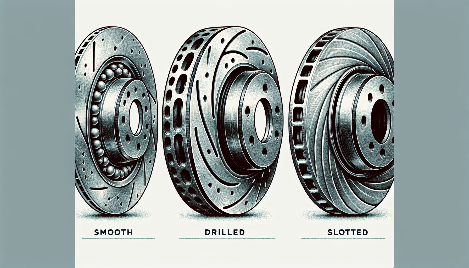 Comparison of smooth, drilled, and slotted brake rotors